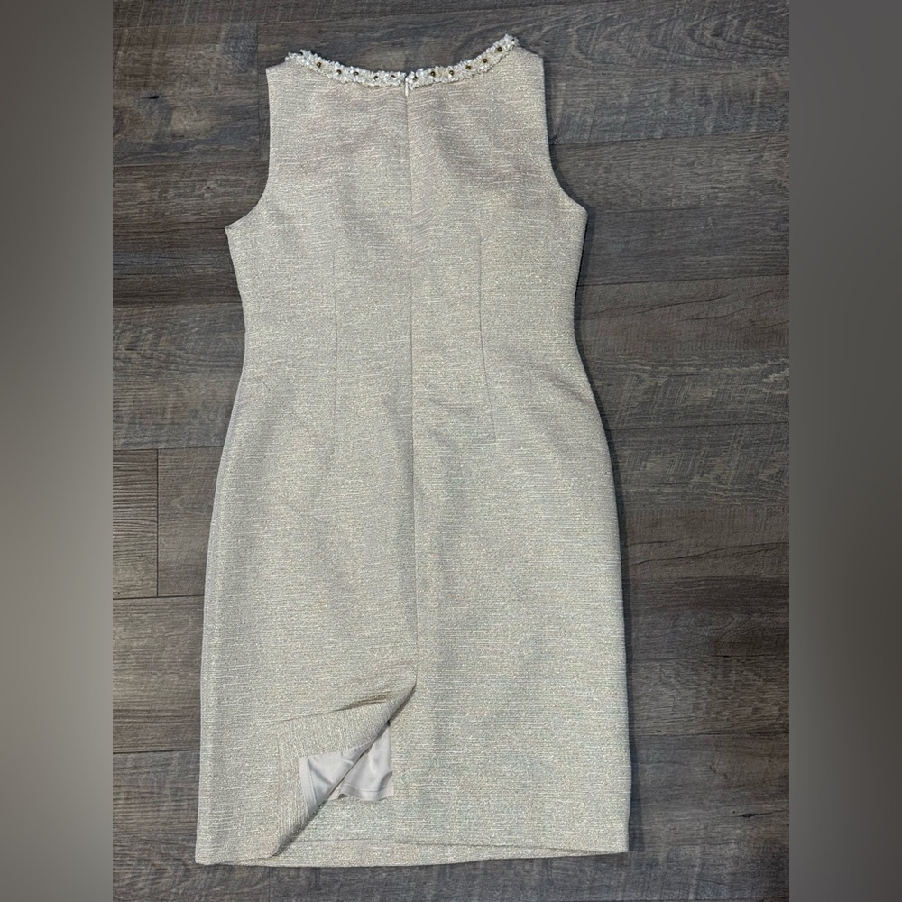 Preston & York Womens Cream gold Strapless Dress Size 8 - Picture 2 of 8